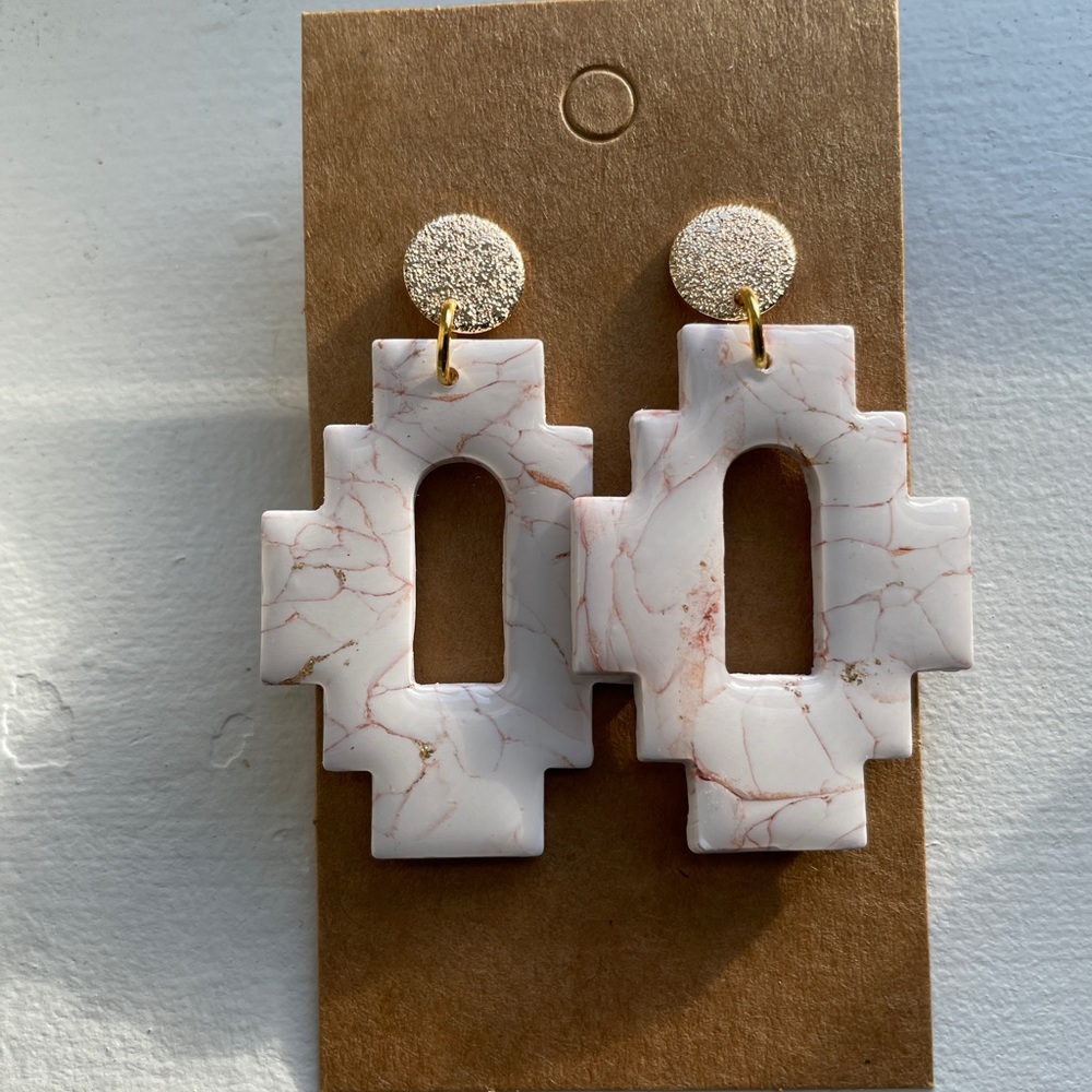 Marble Collection Dangly Handmade Polymer Clay Earrings